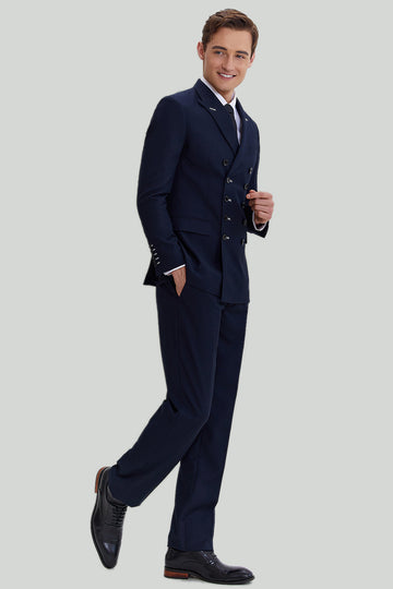 Costume à double poitrine 2 pièces Navy pour hommes